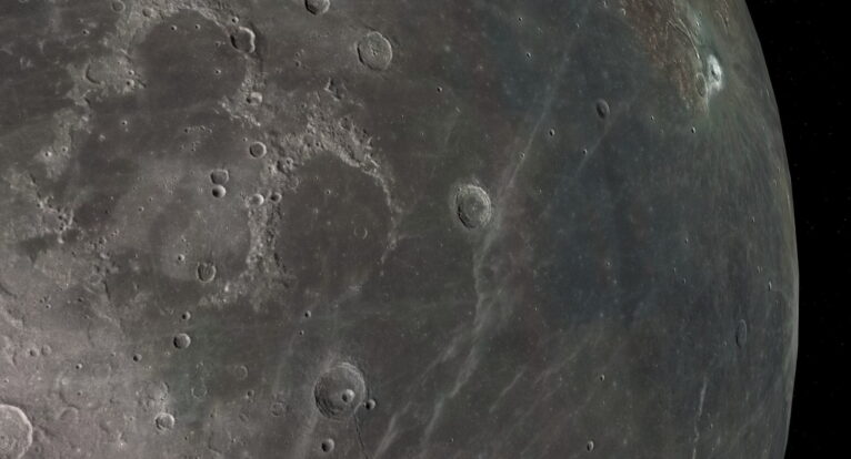 Digital 3D representation of the Moon as a celestial object.