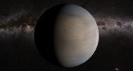A detailed 3D model of Venus, representing the planet's volcanic surface and thick atmosphere.