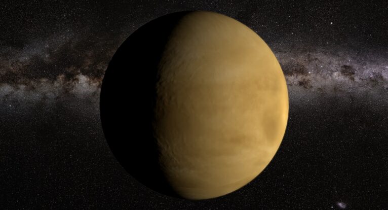 Realistic 3D model of Venus in space, designed for educational, scientific, and design purposes.