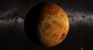 High-detail texture of Venus’ surface, showing volcanic formations and atmospheric layers in the 3D model.