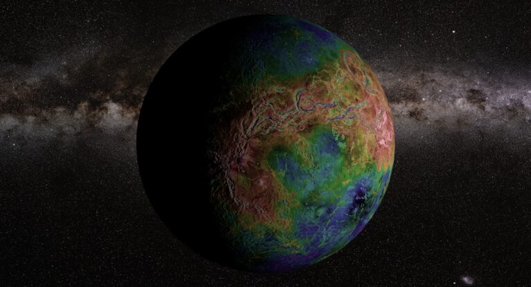 Realistic 3D model of Venus designed for educational projects, showcasing the planet’s key features.