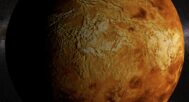 Detailed digital rendering of the Venus 3D model, used in scientific research and planetary simulations.