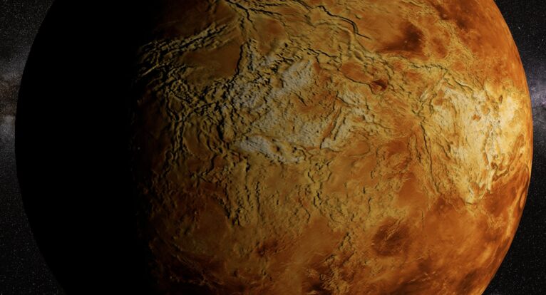 Detailed digital rendering of the Venus 3D model, used in scientific research and planetary simulations.