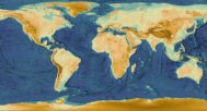 Close-up of elevation models on the flat 3D world map.