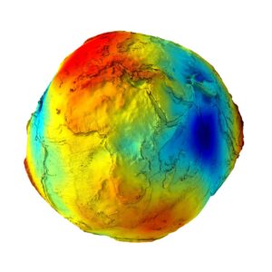 Earth’s gravity map 3D model showing global gravity anomalies