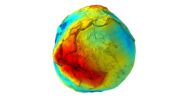 Earth gravity height map 3D model with exaggerated displacement