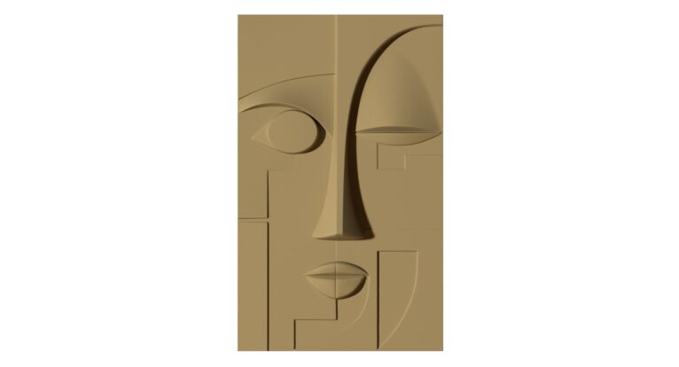 Geometric interpretation of a woman's face in a 3D model