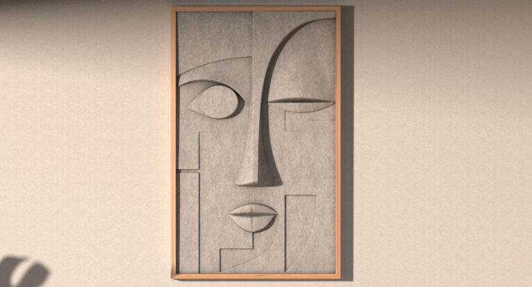 3D model of an abstract female face: geometric abstraction