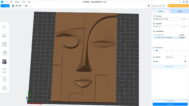 Sculptural depiction of an abstract face using shapes and textures