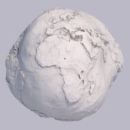 Artistic geoid height STL model representing Earth gravity surface