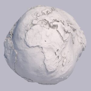 Artistic geoid height STL model representing Earth gravity surface