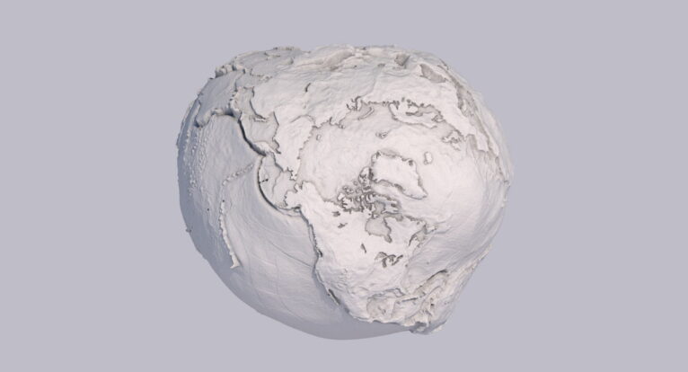 Decorative Earth geoid STL model with raised continents