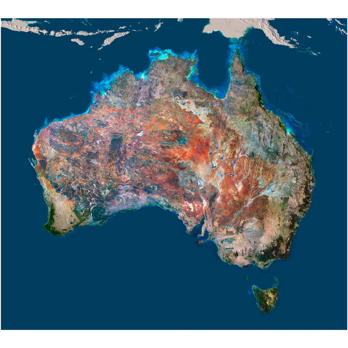 Australia 3D Topographic Map Overview A detailed 3D topographic map of Australia showcasing its diverse terrain, including mountains, valleys, and deserts.