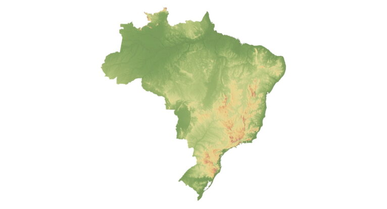 Detailed 3D model of Brazil relief