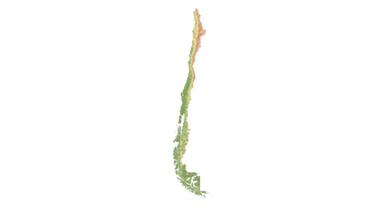 Detailed 3D model of Chile relief