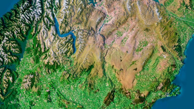 Digital elevation model of New Zealand, providing accurate elevation data for geographic information systems and design projects.