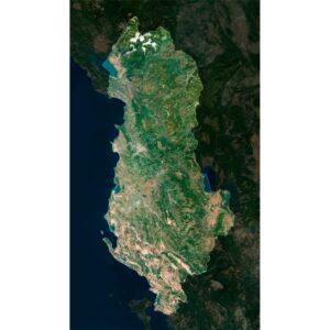 High-resolution albania satellite map displaying detailed topography.