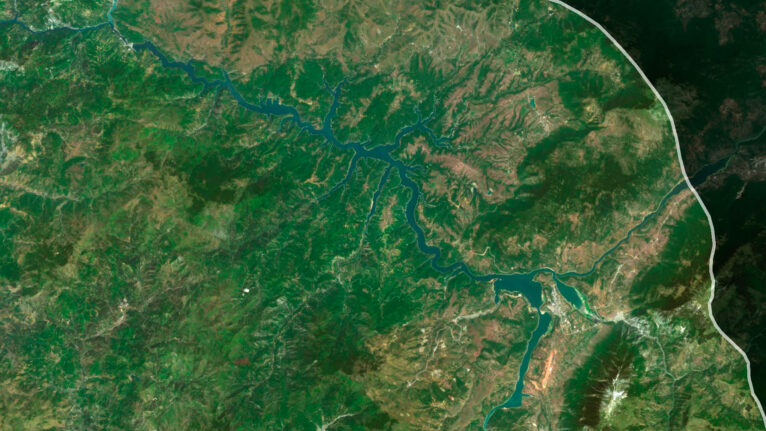 Detailed satellite images of Albania used for educational purposes.