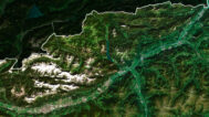 Decorative piece featuring an Austria satellite picture of natural landscapes.