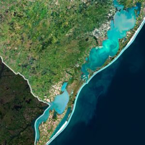 Custom project design using the Brazil map satellite for presentations and