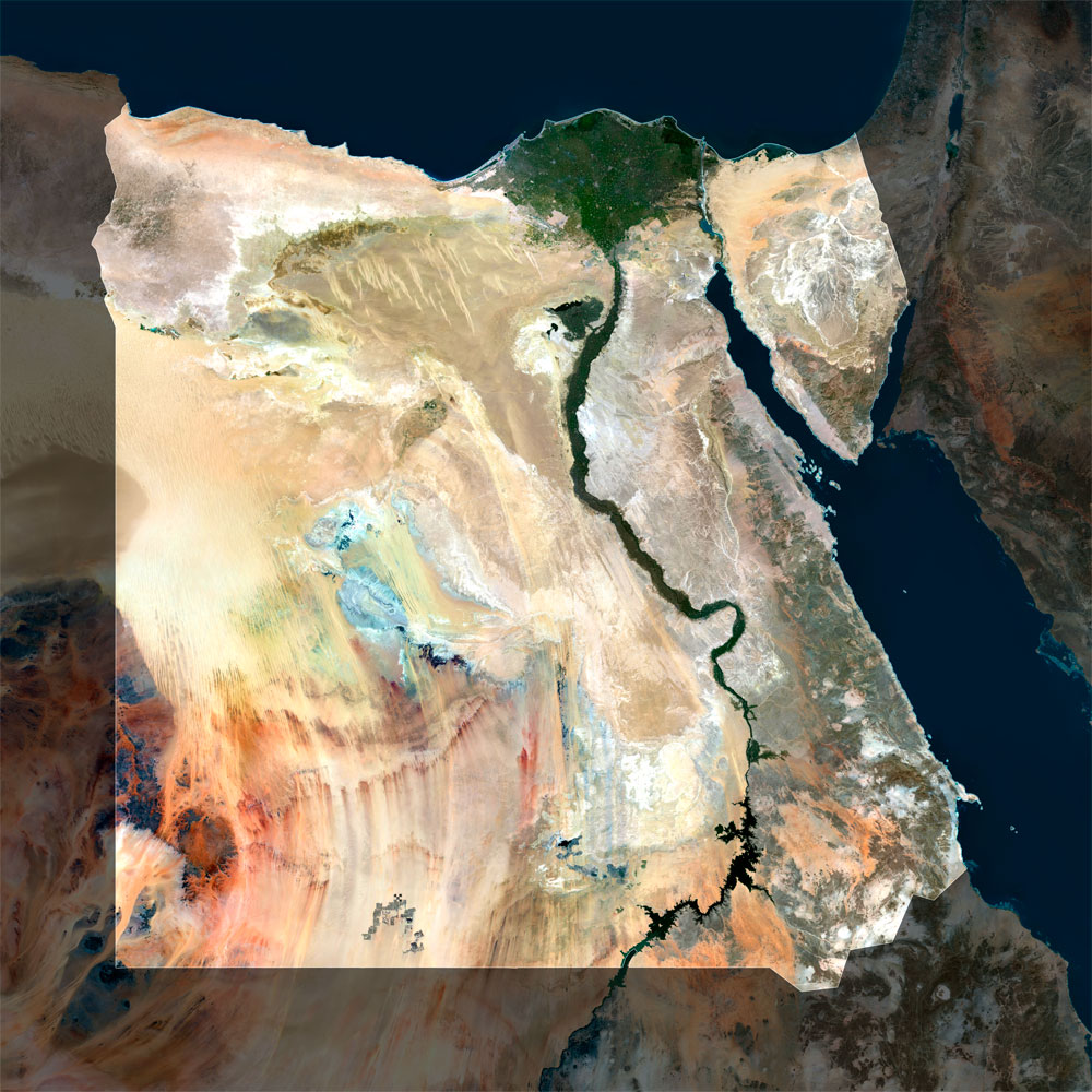 Egypt Satellite Map - Detailed Topography High-resolution Egypt satellite map displaying detailed topography.