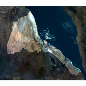 High-resolution Eritrea satellite map displaying detailed topography.