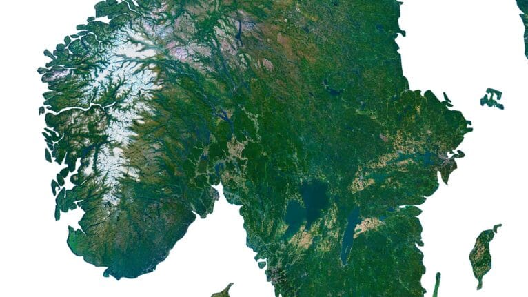 Europe satellite map used in cartography for precise land use planning and urban development.