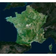 High-resolution France satellite map displaying detailed topography.