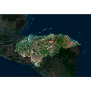 High-resolution Honduras satellite map displaying detailed topography.