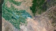 Decorative piece featuring a satellite view of Idaho’s natural landscapes.