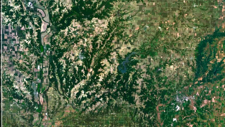 Detailed satellite view of indiana used for educational purposes.