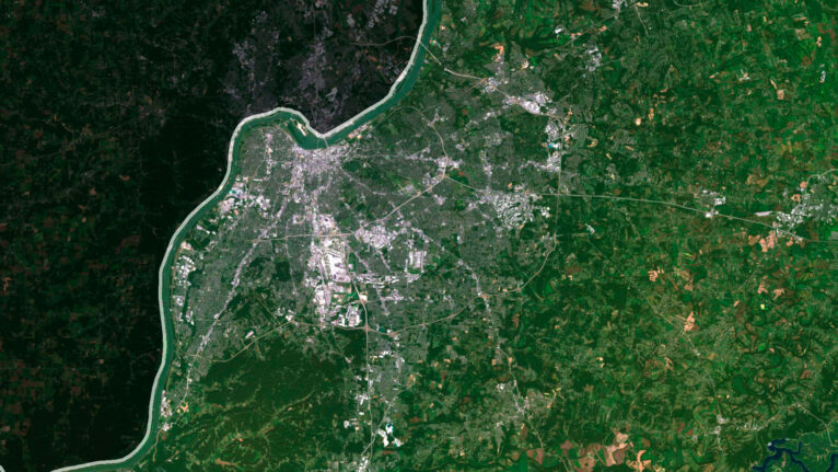 Custom project design using the kentucky satellite map for presentations.