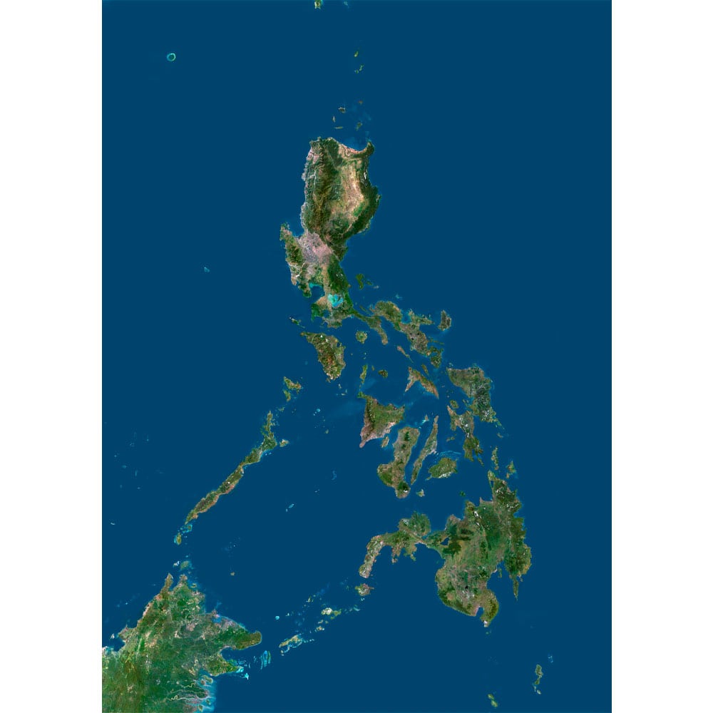 Philippines Satellite Map - Detailed Topography High-resolution Philippines satellite map displaying detailed topography.