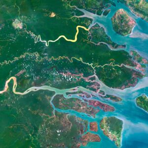 Decorative piece featuring a Philippines satellite map of natural landscapes.