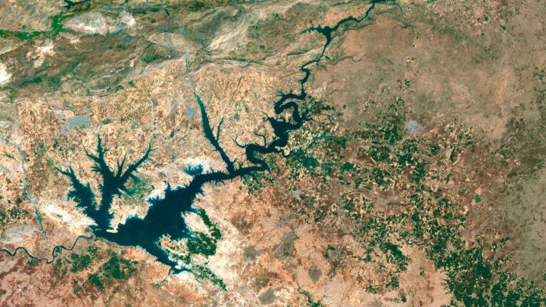 Decorative piece featuring a satellite map of Turkey’s natural landscapes.