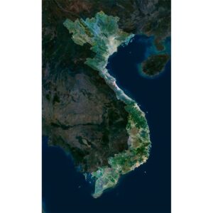 High-resolution Vietnam satellite map displaying detailed topography.