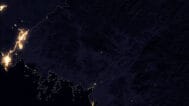 Night satellite view of North Korea