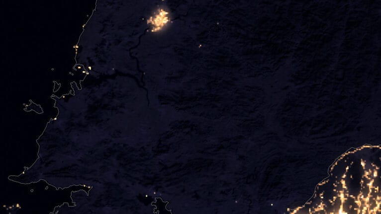 Satellite image North Korea at night