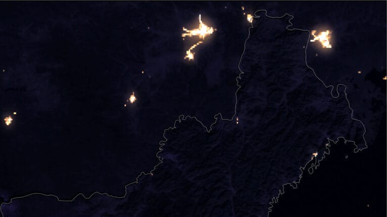Satellite picture North Korea at night