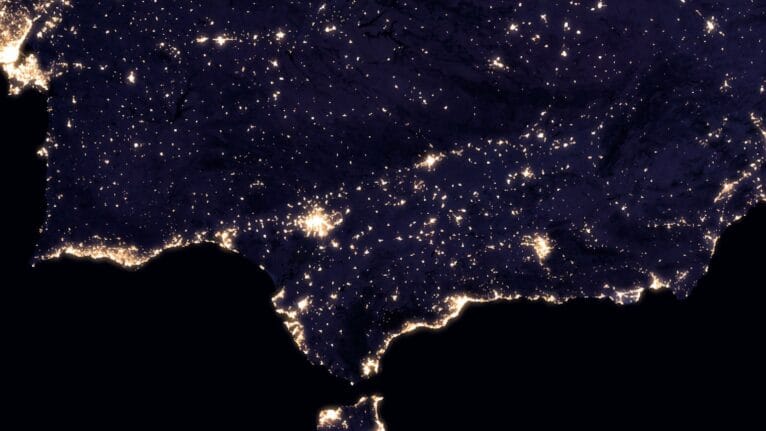 Night view satellite image