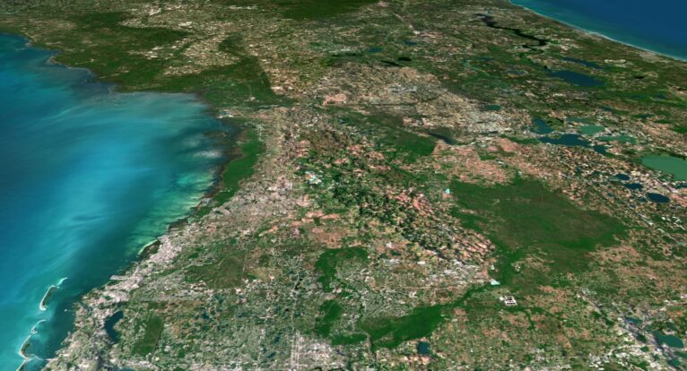 A downloadable digital terrain model of Florida State in 3D, ideal for use in 3D printing, virtual design, and education.