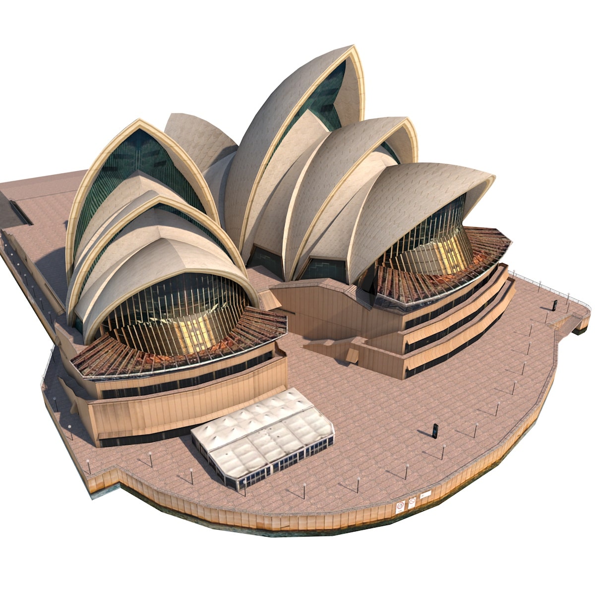 Sydney Opera House 3D Model - Close-Up of Roof Close-up of the roof detailing on the Sydney Opera House 3D model for precision rendering.