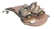 Full perspective of the Sydney Opera House 3D model, ideal for animations and renders.