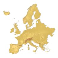 Europe topographic map STL 3D model for 3D printing