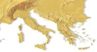 Detailed close-up of European mountain ranges in 3D printable STL model