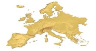 Angled view of Europe 3D topographic relief model for FDM & SLA printing