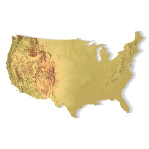 3D Topographic Map of the USA (48 States) – Top View