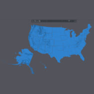 High-resolution 3D terrain model of the USA showing all 50 states with detailed elevation data.