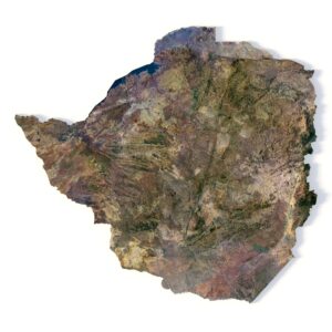Realistic front view of Zimbabwe 3D map model ideal for presentations and classrooms.