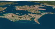 Terrain rendering example showcasing Denmark's geography